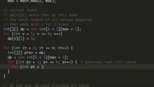 Leetcode 1223. Dice Roll Simulation смотреть онлайн