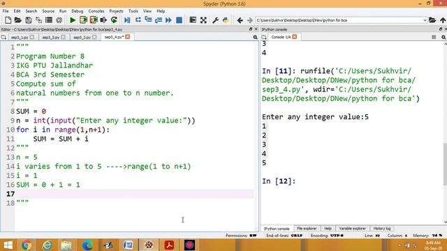Python Lab Part 8 : Compute sum of natural numbers from one to n number. смотреть онлайн