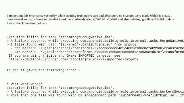 react native 2 files found with path 'lib/arm64-v8a/libfbjni.so' from inputs смотреть онлайн