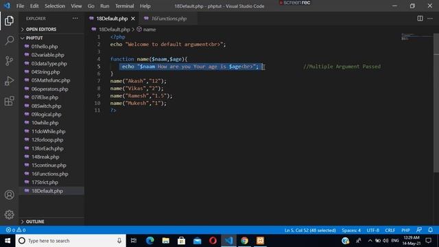 Default Argument in PHP || HINDI смотреть онлайн