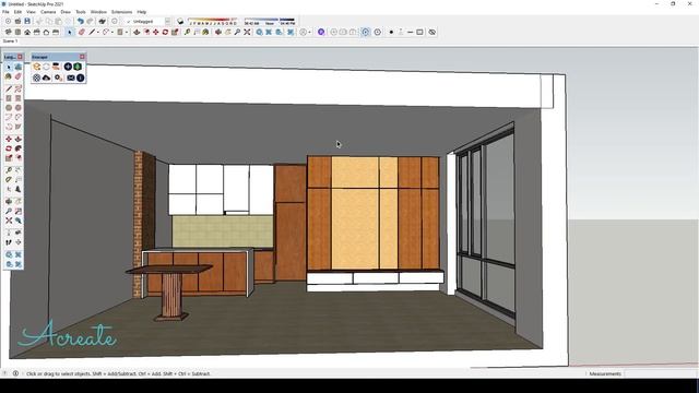Sketchup interior design #55 How to make a living room and kitchen design render enscape смотреть онлайн