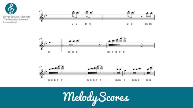 Clarinet | The Greatest Showman - Never Enough Sheet Music смотреть онлайн