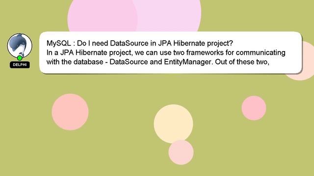 MySQL : Do I need DataSource in JPA Hibernate project? смотреть онлайн