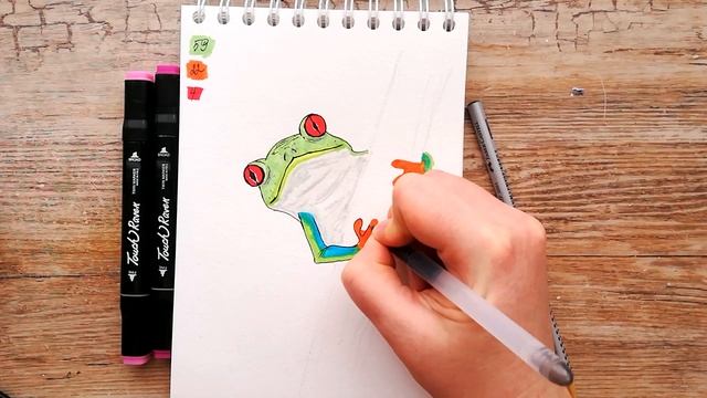 Как нарисовать ЛЯГУШКУ маркерами | Скетчинг для начинающих смотреть онлайн