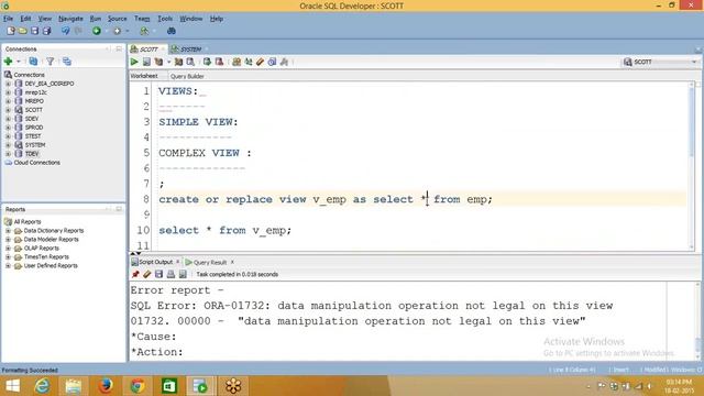 ORACLE SQL Views , Simple and Complex View смотреть онлайн