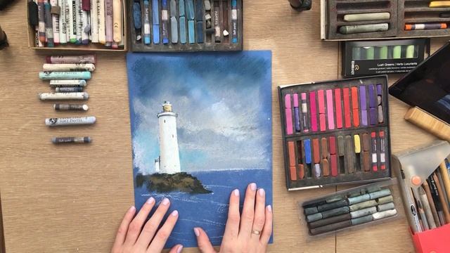 Урок пастелью поэтапно | Как нарисовать маяк пастелью? | Урок рисования пастелью смотреть онлайн