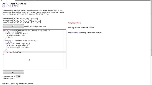 CodingBat(java) AP-1 wordsWithout смотреть онлайн