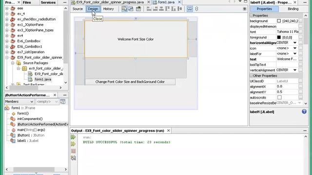 Java GUI Font style & size foreground & Background Color & Spinner Part1 جافا برمجة مرئية حجم الخطو смотреть онлайн