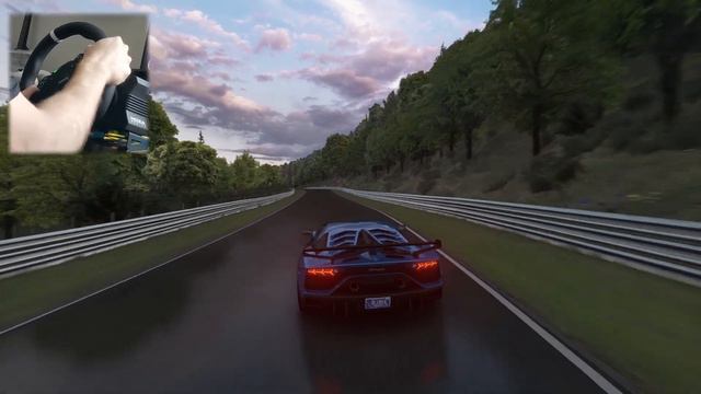 Assetto Corsa: Lamborghini Aventador SVJ Gintani F1 on Wet Track / Moza R5 Wheel Gameplay смотреть онлайн