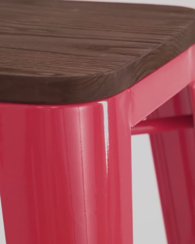Стул барный TOLIX WOOD. Барный табурет широким сиденьем из дерева и металлическим каркасом смотреть онлайн