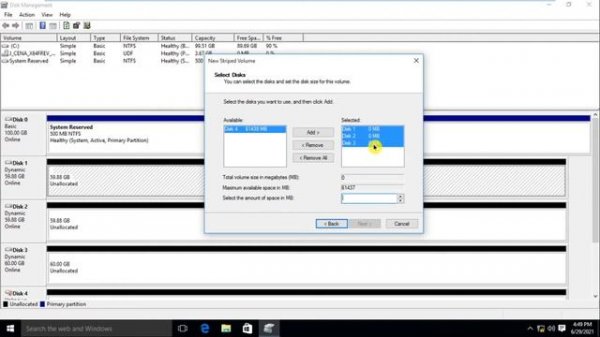 Disk Management - Striped Volume Windows 10 || Creating and Managing Striped Volume