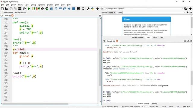 Lecture - 8 - Global,Local and Pass|Python Intermediate|Python in hindi|Functional Approach смотреть онлайн