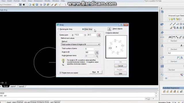 polar array how to divide a circle in Auto CAD смотреть онлайн