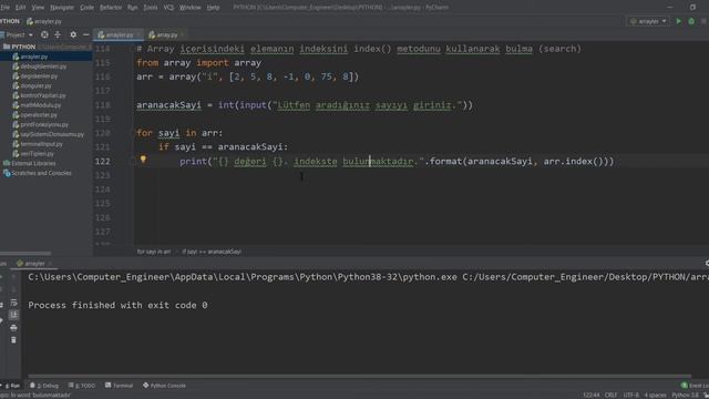 142-) (Python Kursu) - Array içerisindeki elemanın indeksini index metodunu kullanarak bulma (arama смотреть онлайн