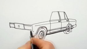 Автомобиль Жигули ВАЗ-2107 ★ Как Нарисовать Машину ★ Рисуем Жигули седан