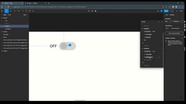 Toggle Switch using figma variables and conditions | To use Boolean, color, and string variables