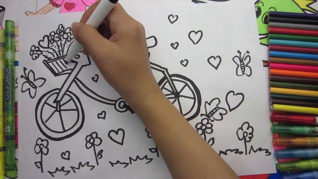 Coloring Bicycle and Drawing Ice Cream for Kids смотреть онлайн