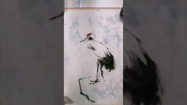 Chinese Painting. Китайская живопись. белый журавль.
