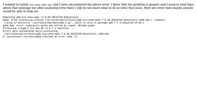 Ubuntu: E: Sub-process /usr/bin/dpkg returned an error code (1) problem with dpkg? смотреть онлайн