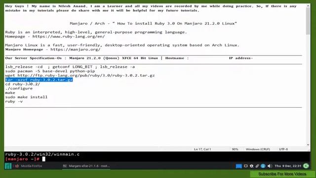 How To install Ruby 3.0 On Manjaro 21.2.0 Linux смотреть онлайн