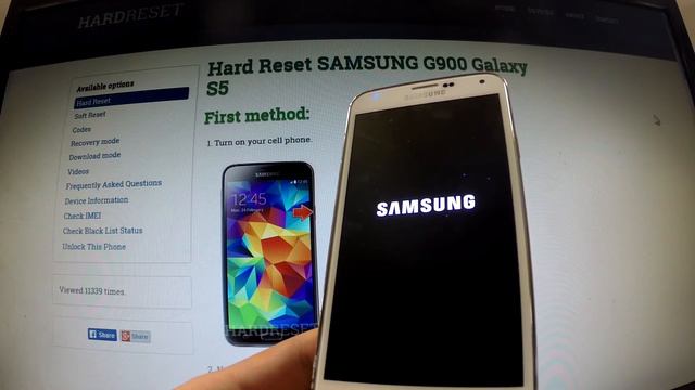 Hard Reset SAMSUNG Galaxy S5 - clear your phone by Recovery Mode смотреть онлайн