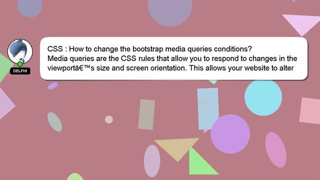 CSS : How to change the bootstrap media queries conditions? смотреть онлайн