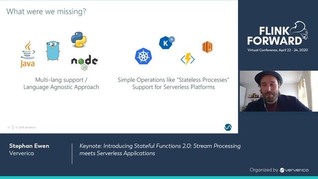 Keynote: Introducing Stateful Functions 2.0: Stream Processing meets Serverless Applications-S. Ewe смотреть онлайн