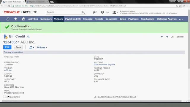 NetSuite Tutorial: How to Create and Apply a Vendor Credit смотреть онлайн