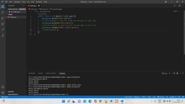 #JavaProgramming, First program in java, How to print hello world in java. смотреть онлайн