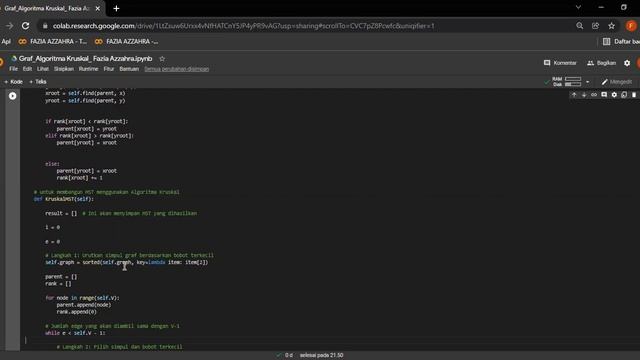 LOGIKA MATEMATIKA | Implementasi Graf (MST) menggunakan Algoritma Kruskal dengan Pemrograman Python смотреть онлайн