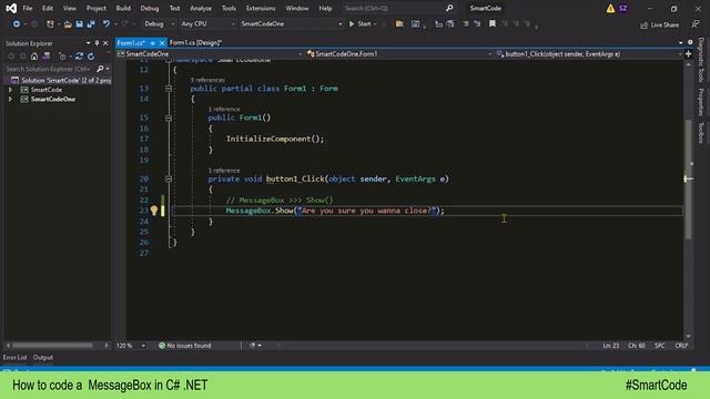 How display and code a MessageBox in C# Windows Form application смотреть онлайн