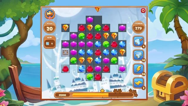 Как пройти уровень 279 игры Сокровища Пиратов смотреть онлайн