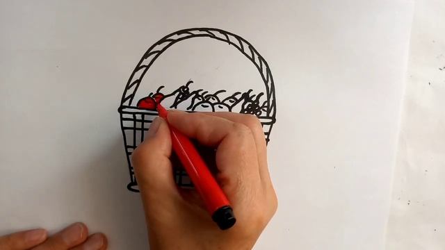 How to draw a fruit basket. Как нарисовать корзину с фруктами. смотреть онлайн
