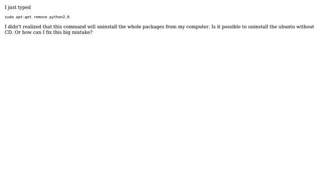 Ubuntu: Removed python from my install, how do I get it back? смотреть онлайн