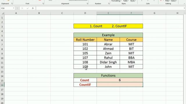 Excel Count and CountIF Function in Urdu Hindi | Example Exercise смотреть онлайн