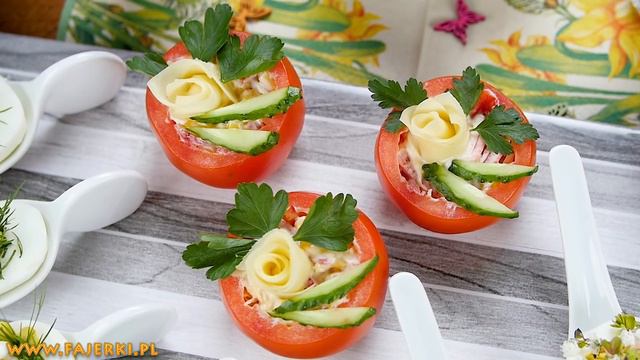 Faszerowane jajka z grzybami enoki i smaczna sałatka w pomidorach смотреть онлайн