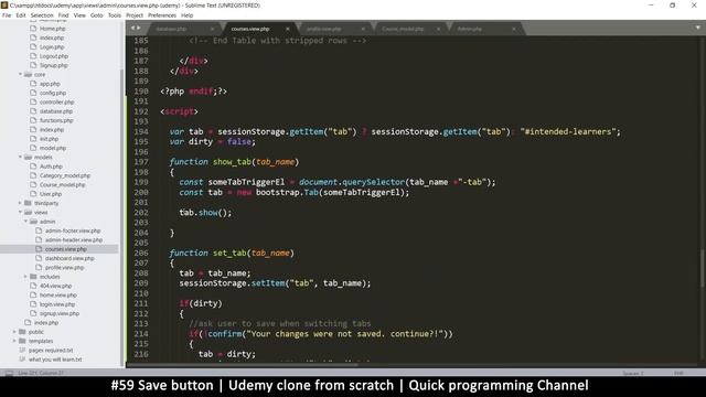 #59 Save button | Udemy clone from scratch in php | Quick programming tutorial смотреть онлайн
