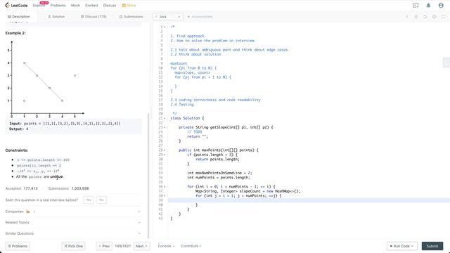 Google Coding Interview Question | Leetcode 149 | Max Points on a Line смотреть онлайн