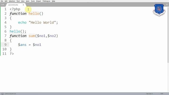 User Defined Function | PHP смотреть онлайн