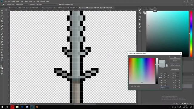 PHOTOSHOP double handed sword PIXEL ART speed draw смотреть онлайн