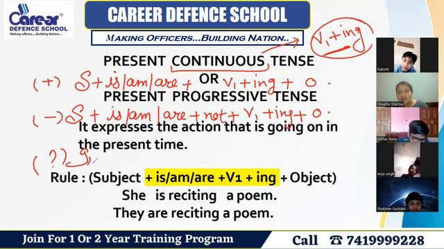 Present Continuous Tense | Sainik/RMS/CHS/JNV Class 6th English | Call us 7419999228 | смотреть онлайн