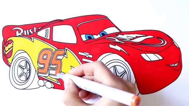 Cars 3. Lightning McQueen - Coloring Pages | Coloring Books for Kids | Rainbow TV смотреть онлайн