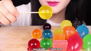 ASMR RAINBOW JELLY PARTY *CRYSTAL JELLY KOHAKUTO, CUP JELLY, JELLY NOODLES 무지개 젤리 먹방 JANE ASMR 제인