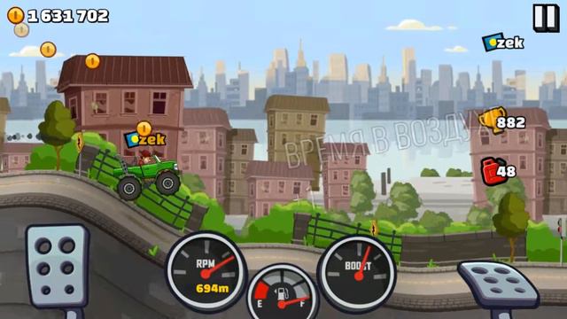 Hill Climb 2 трасса Город, МОНСТР ТРАК, улучшил Подвеску 9 смотреть онлайн