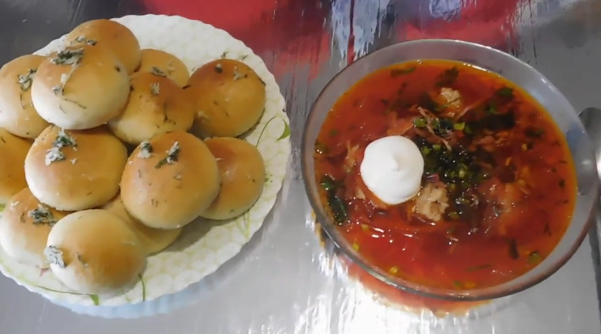 Борщ с пампушками приготовление , кухня крош.