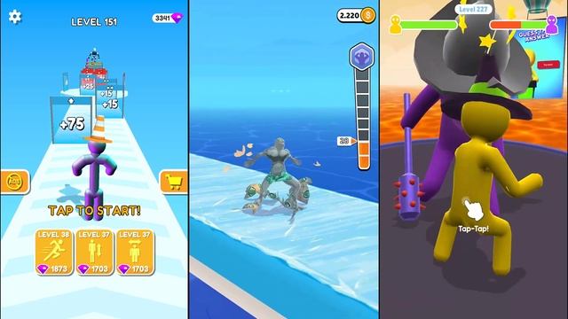 TALL MAN RUN vs MONSTER EGG vs GIANT RUSH - Triple Game смотреть онлайн