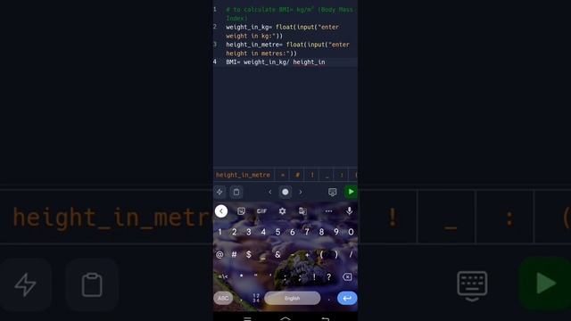 python program to calculate BMI-body mass index of a person смотреть онлайн