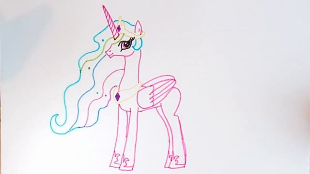 draw Princess Celestia alicorn. Прицесса Селестия аликорн рисуем фломастерами смотреть онлайн