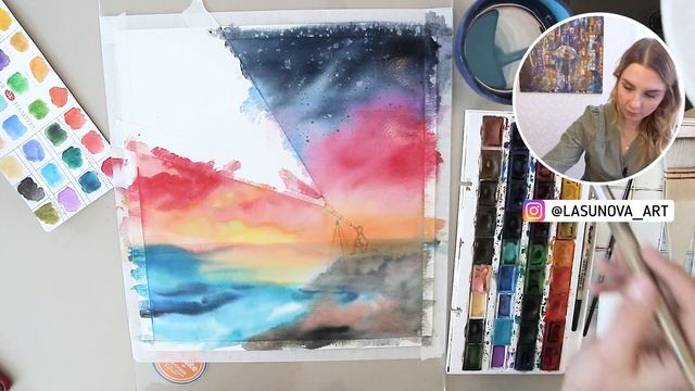 КАК НАРИСОВАТЬ КОСМОС: урок рисования акварелью. Уроки живописи. смотреть онлайн