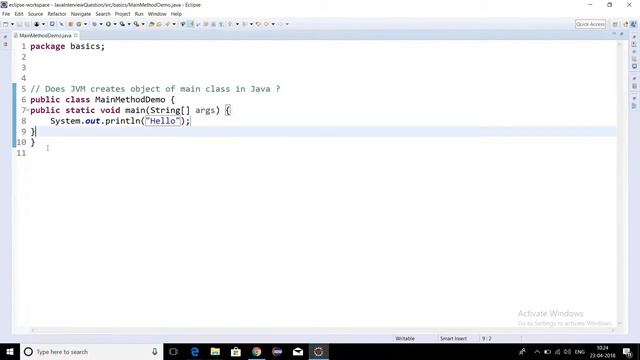 Core Java Interview Question - Does JVM creates object of main class to call main method in Java. смотреть онлайн